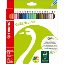 STABILO, Lápiz de color ecológico GREENcolors - Fabricado con madera certificada FSC - Estuche con 24 colores