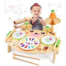 Subtail Tambor Infantil - Instrumentos Musicales Infantiles Bebe - Bateria Juguetes Niños 3 Años - Juguetes Montessori 3 Años - Brinquedos Bebe 3 Año - Tambor Bebe Regalo NiñO 3 Año