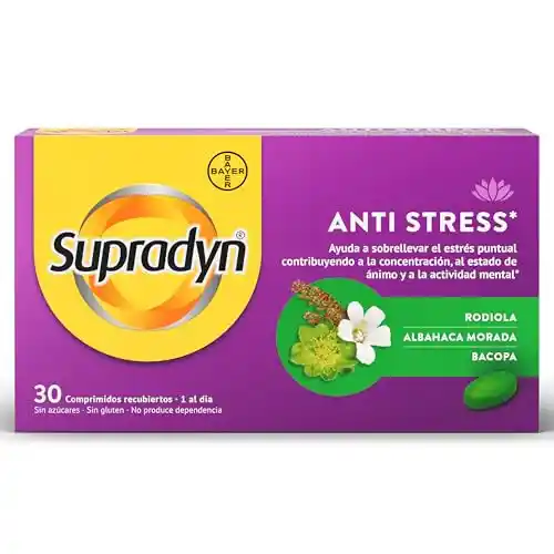 Supradyn Anti Stress con Rhodiola, Albahaca Morada, Bacopa