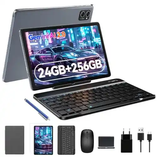 TABWEE Tablet con Teclado y Lapiz - 24 GB RAM+ 256 GB ROM(4 TB TF)