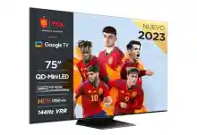 TCL 75”, QLED, 144Hz, 4K HDR Premium 1300nits, Google TV