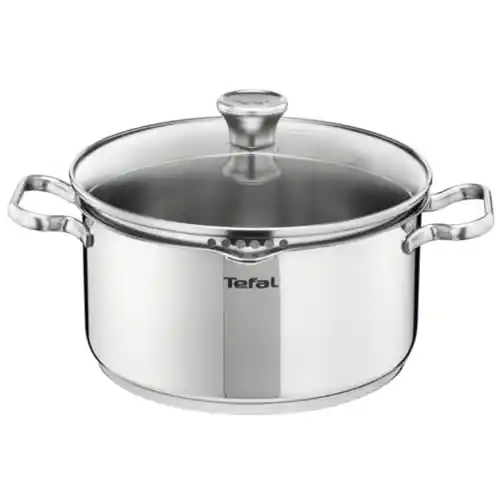 Tefal Duetto - Cacerola de 20 cm | Apto inducción, Thermo-Fusion, apto lavavajillas y horno, marcas de medición, acero inoxidable