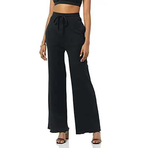 TEREA Pantalón para Mujer, Mila Ancho, Negro, XL
