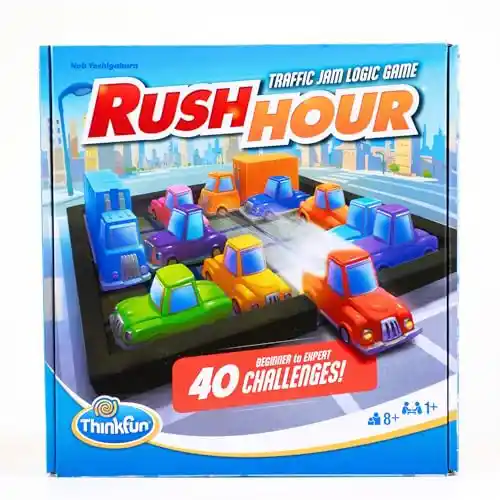 ThinkFun - Rush Hour Juego de Mesa Niños 8 Años, Rompecabezas Niños, Juego de Mesa 8 años o más, Juegos de Mesa Infantiles, Juego de Lógica, 40 Desafios, Nueva Edición
