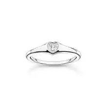 THOMAS SABO Anillo de corazón para mujer, 54, Plata de ley, Zirconia cúbica