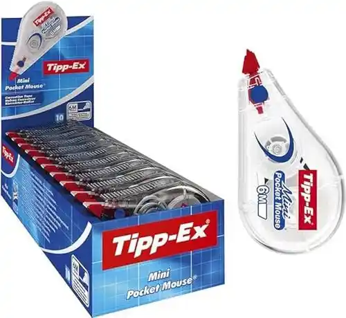 Tipp-Ex Mini Pocket Mouse Cinta Correctora - 6 m x 5 mm, caja de 10 Unidades, óptimo para oficinas, Multicolor