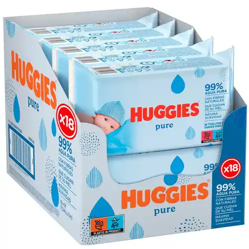 Toallitas Huggies Pure con 99% agua pura