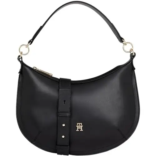 Tommy Hilfiger Bolso con Correa Mujer Shoulder Bag con Cremallera, Negro (Black), Talla única