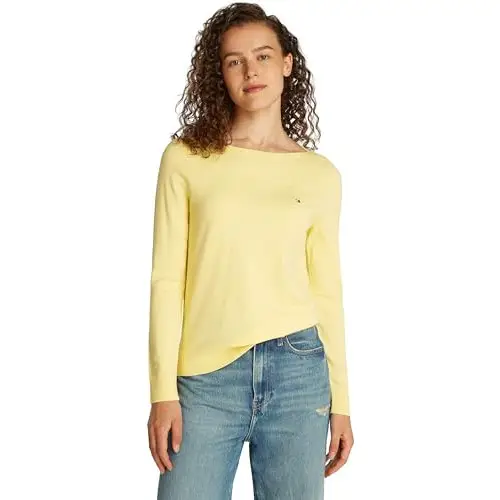 Tommy Hilfiger Jersey de Punto para Mujer, Amarillo (Citronella), L