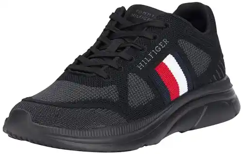 Tommy Hilfiger Runner Sneaker Hombre Modern Runner Knit Calzado deportivo, Negro (Black), 43