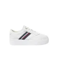 Tommy Hilfiger Sneaker con Suela Flatform Mujer Stripes Platform de Piel, Blanco (Ecru), 37 EU
