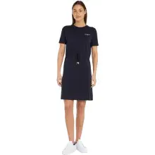 Tommy Hilfiger Vestido Tipo Camiseta de Algodón para Mujer, Azul (Desert Sky), XXL