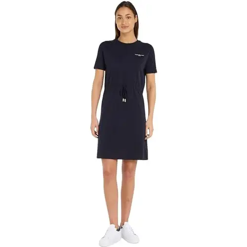 Tommy Hilfiger Vestido Tipo Camiseta de Algodón para Mujer, Azul (Desert Sky), XXL