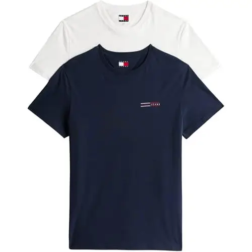 Tommy Jeans TJM Slim 2Pack Mix tee Ext, Camiseta  Hombre, Multicolor (Ecru/Dark Night Navy), T. M