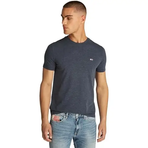 Tommy Jeans TJM Xslim Jaspe Htr tee Ext Dm0dm20363 S/S T-Shirt, Blue (Dark Night Navy Heather), XS Hombre