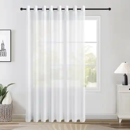 Cortinas para Ventanas Grandes 228x228cm Translucidas Blancas Cortina Dormitorio.