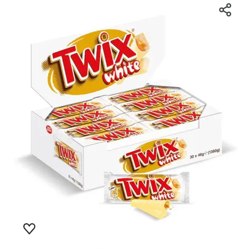 30 unidades Twix White Barritas de Chocolate blanco, galleta y caramelo, 30x46g