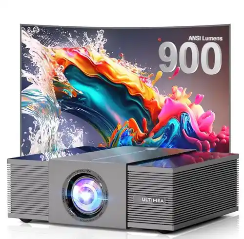 ULTIMEA Proyector 4K Soporte Cine en Casa con 900 ANSI, Vídeo Proyector 1080P Nativo con Evitación de Objetos/6D Keystone, 30 W Altavoz, Proyector WiFi Bluetooth 5,3 para Sala de Estar, Apollo P60