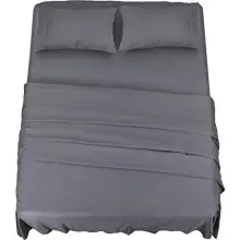 Utopia Bedding Juego de Sabanas 4 Piezas 150x200 - Poliéster Microfibra Cepillada - Sábana Bajera, Sábana Plana y 2 Fundas de Almohada 50x75 (Cama 150, Gris)