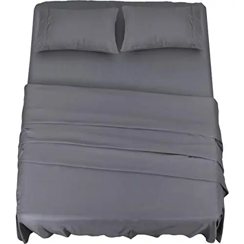 Utopia Bedding Juego de Sabanas 4 Piezas 150x200 - Poliéster Microfibra Cepillada - Sábana Bajera, Sábana Plana y 2 Fundas de Almohada 50x75 (Cama 150, Gris)