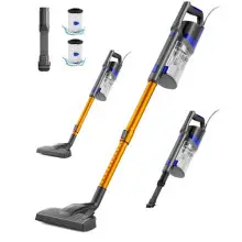Aspiradora, Aspiradora con Cable con 800ML Cubo de Basura, Aspirador con Diseño de Doble Asa, Aspirador con Cable para Suelos Duros, Aspirador Vertical Oro
