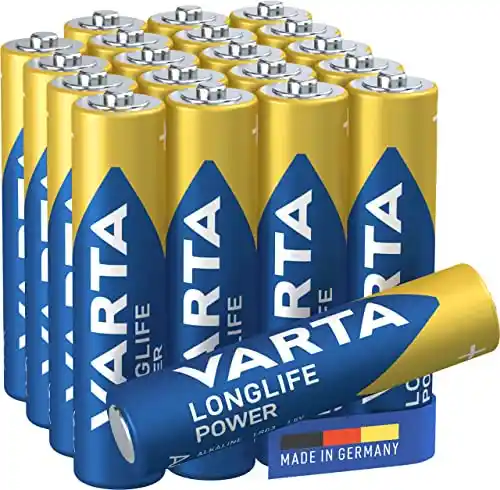 Varta Pila Longlife Power AAA Micro LR03 (paquete de 20 unidades), pila alcalina - «Made in Germany» - Adecuado para juguetes, linternas, mandos y otros aparatos que funcionan con pilas