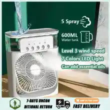 Ventilador portátil, humidificador de aire 3 en 1 con USB, luz LED