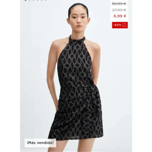 Vestido lúrex cuello halter - Mujer | MANGO OUTLET España (Península y Baleares)