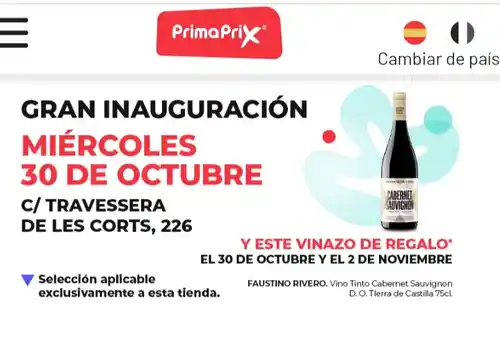 Vino gratis en Primaprix de Barcelona