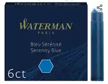 Waterman cartuchos de tinta para plumas estilográficas | 'International' cortos | azul serenidad | paquete de 6