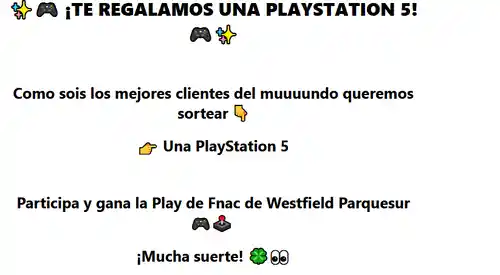 Westfield Parquesur sortea una PS5 (sorteo)