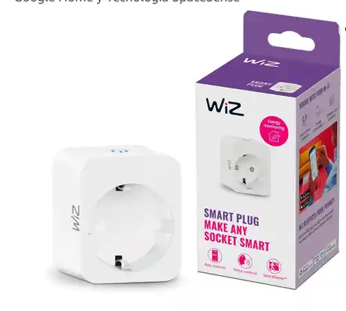WiZ - Enchufe inteligente con medidor de consumo, Control inteligente a través de Voz/App, compatible con Alexa y Google Home y Tecnología SpaceSense