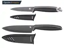 WMF Touch - Juego de 2 Cuchillos con Funda Protector Color negro, Cuchillo de Cocina 24 cm y Cuchillo Multiusos de 20,5 cm