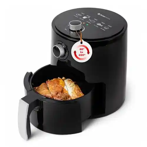 Z SwissHome PETIT - Freidora de aire caliente 2.5L 1200W - Temperatura 80-200°C - Temporizador 30 min - Cesta extraíble - Freidora sin aceite - Protección al sobrecalentamiento - Mango antideslizante
